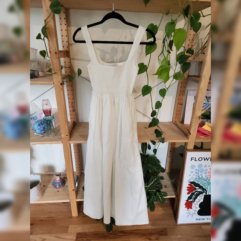 Wayf Cream Maxi Dress with Textured Bodice